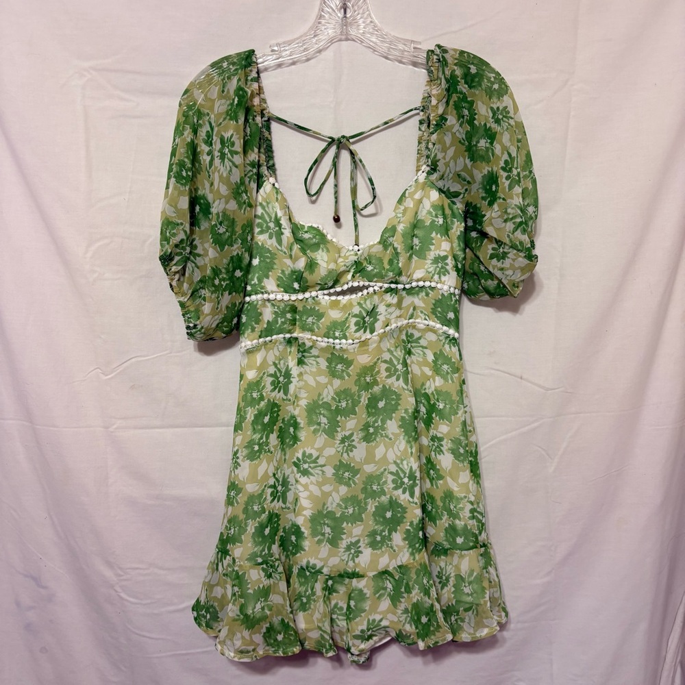 Hello Molly Green Floral Mini Dress
